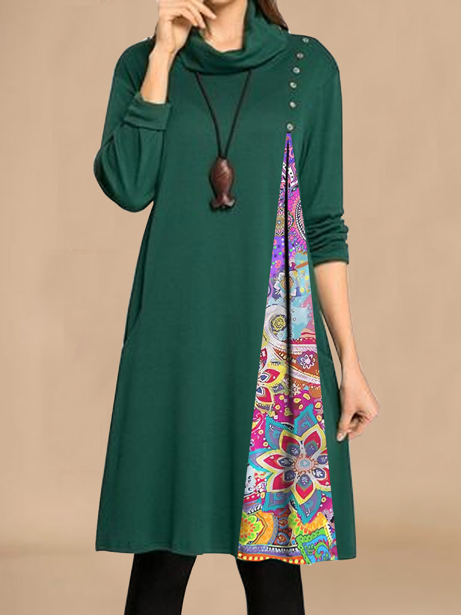 Robe de loisirs à la mode pour femmes avec ourlet asymétrique et boutons décoratifs Chic und Stil