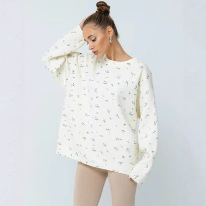 Pull en tricot surdimensionné pour femmes avec des accents floraux et une coupe ample Chic und Stil