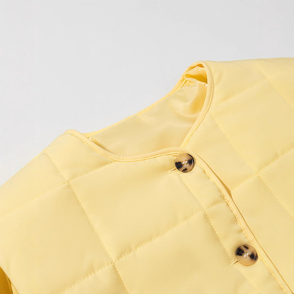 Dame veste matelassée avec poches pratiques et design sans bouton Chic und Stil