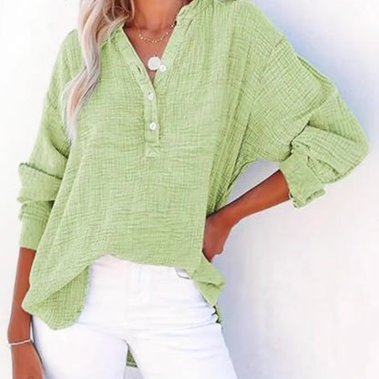 Chemise en coton décontractée pour femmes avec patte de boutonnage Chic und Stil