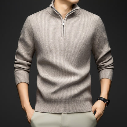 Pull-over zippé élégant pour hommes en laine douce Chic und Stil
