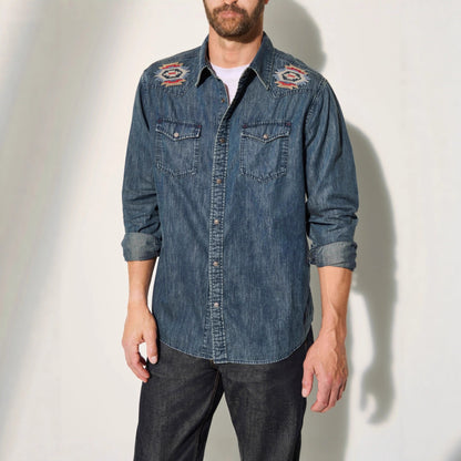 Chemises en jean pour hommes avec un design de broderie attrayant Chic und Stil