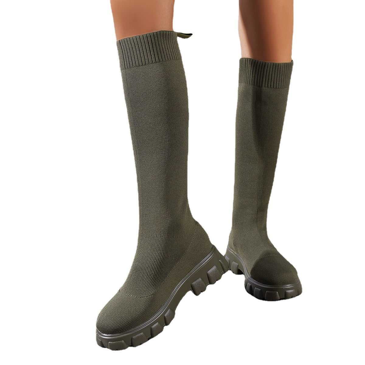 Bottes en tricot hautes pour femmes avec semelle profilée antidérapante et tige élastique Chic und Stil