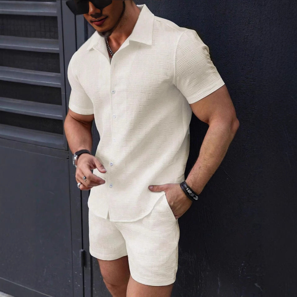 Hommes Ensemble court à manches courtes texturé Chic und Stil