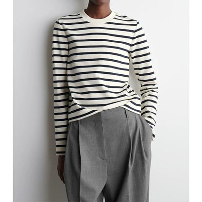 Haut à manches longues rayé classique pour femmes Chic und Stil