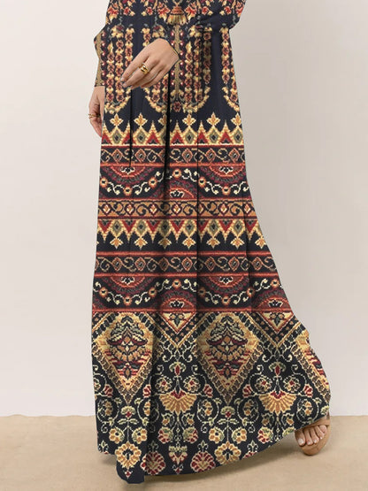 Robe maxi pour femmes avec un élégant motif bohème et des manches volumineuses Chic und Stil