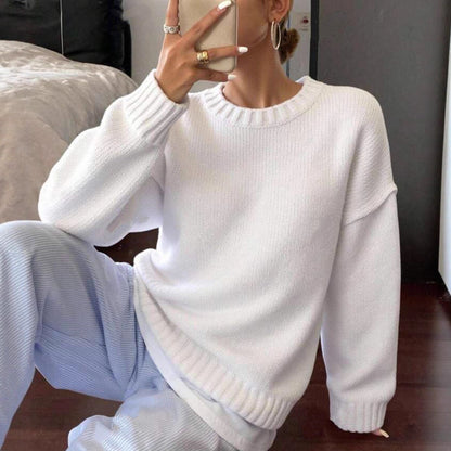 Femme pulls en tricot décontracté et surdimensionné avec col rond Chic und Stil