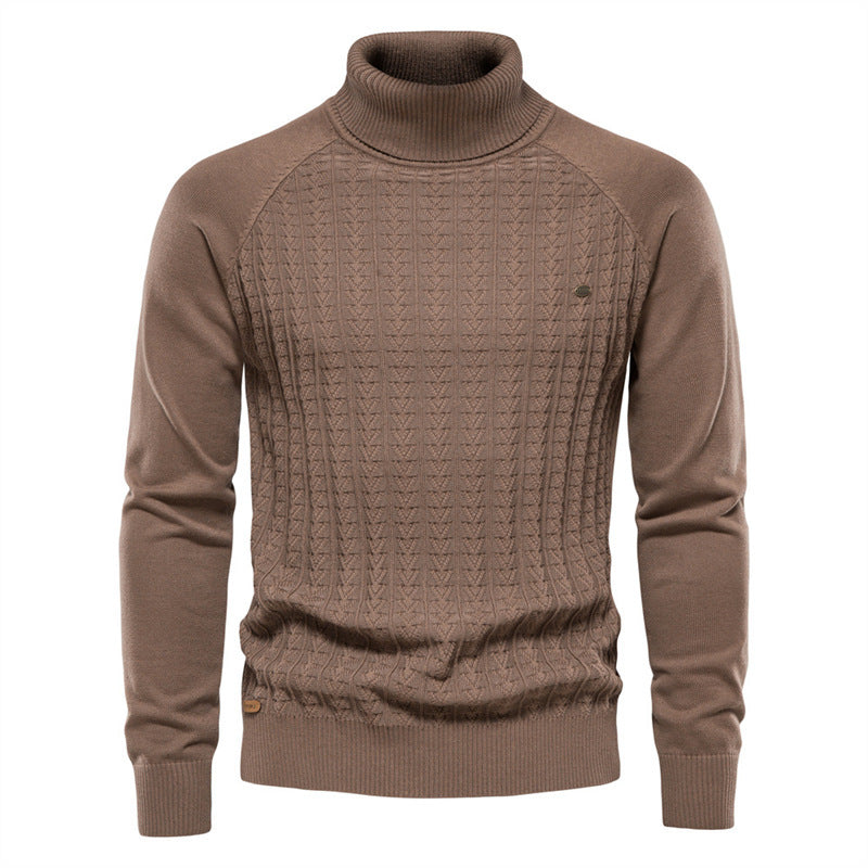 Pull en tricot pour hommes avec col montant tendance et design texturé Chic und Stil