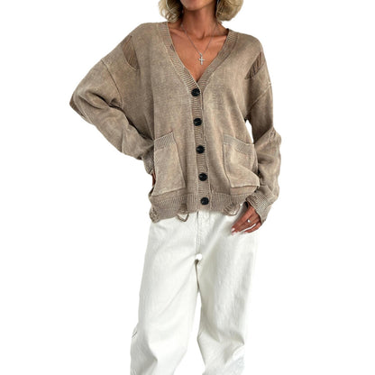 Dames Cardigan en tricot décontracté avec détails en bouton Chic und Stil