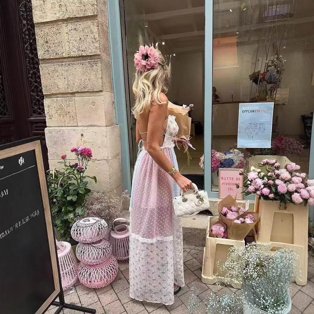 Robe maxi femme avec un look patchwork floral et à carreaux Chic und Stil