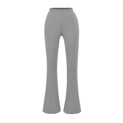Elegant flared pants for women with a high waist and fine rib design Chic and Style