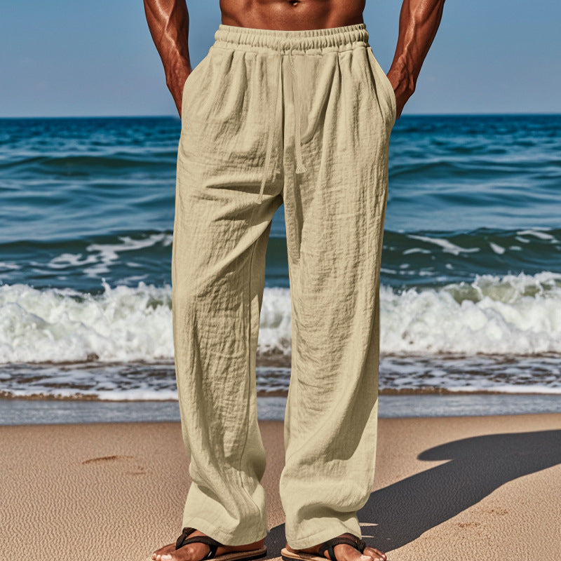 Light beach pants for men with elastic waistband and handy side pockets Chic and Style