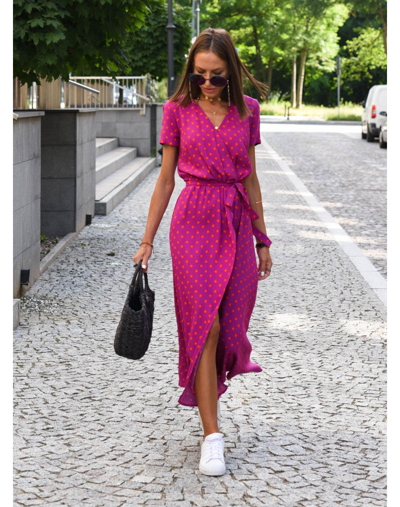 Robe maxi enroulée florale bohème pour femmes Chic und Stil