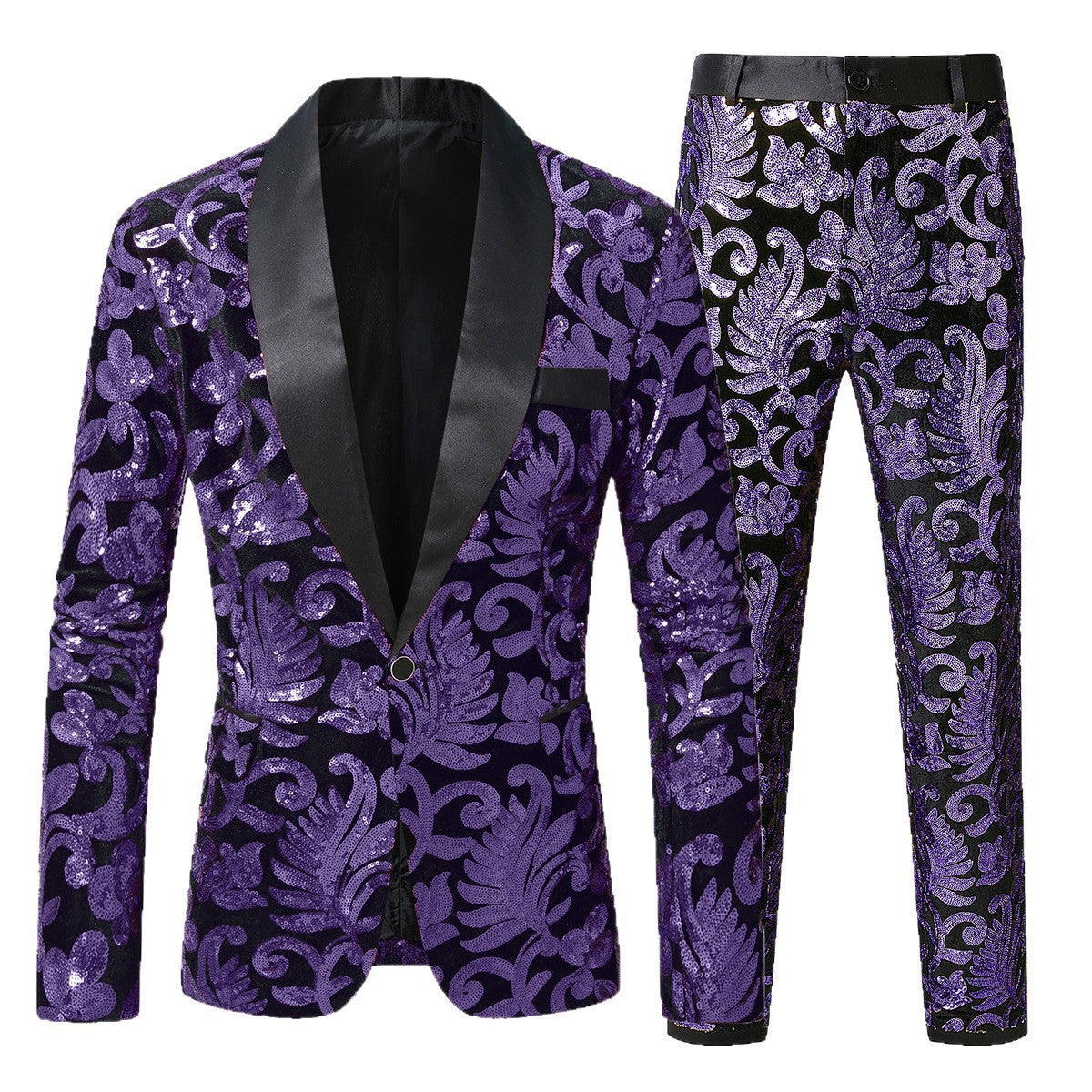 Costume de smoking scintillant pour hommes avec motifs floraux en sequins Chic und Stil