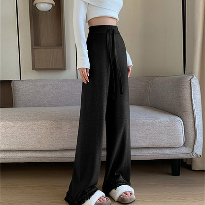 Ladies Elegant and Comfortable High-Waisted Pants with Stylish Fringes Chic and Style