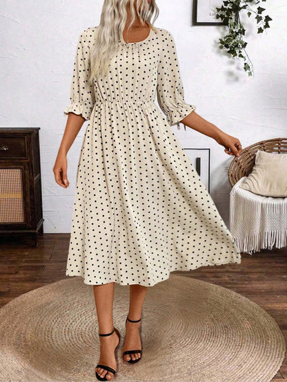 Robe midi femme avec des manches bouffantes décoratives et une taille élastique Chic und Stil