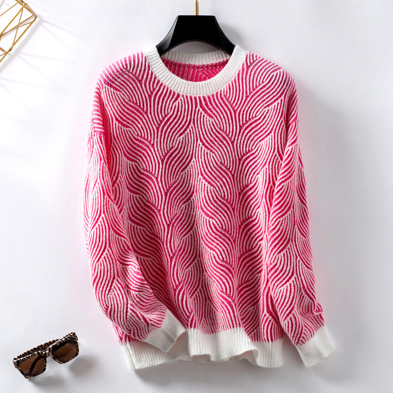 Pull en tricot pour femmes avec motif vagues moderne Chic und Stil