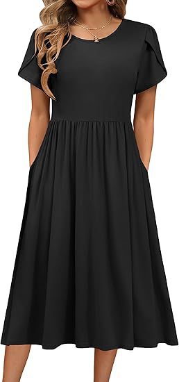 Robe midi pour femmes avec col rond et poches pratiques Chic und Stil