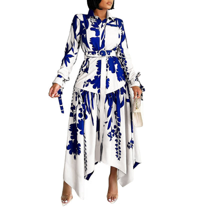 Robe chemisier pour femmes avec un design floral coloré et une ceinture cintrée Chic und Stil