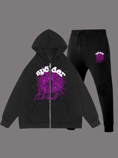 Hooded jacket and jogger pants set for women with a striking woven design Chic and Style