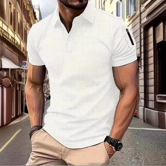 Modern man short-sleeved polo with structured design Chic and Style