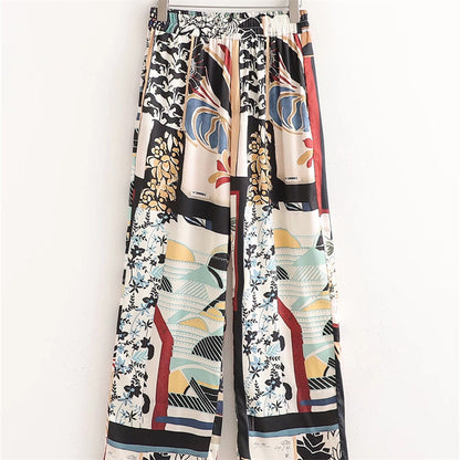 Dames ample, imprimée pantalon Palazzo Chic und Stil