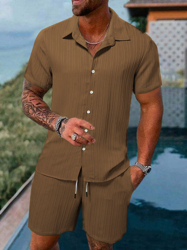 Chemise à manches courtes en rayures pour hommes Set Chic und Stil