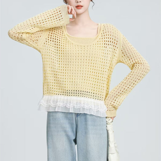 Femme pull léger avec détail volants Chic und Stil