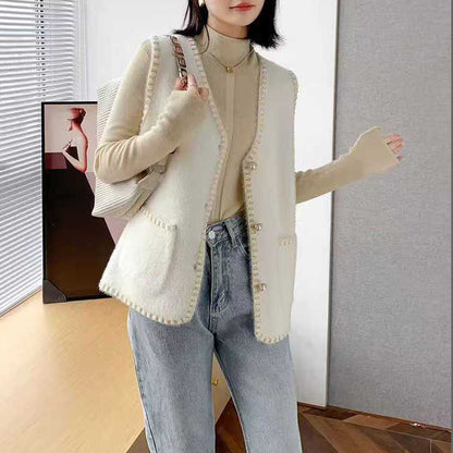 Dames gilet en tricot avec détails de boutons décoratifs Chic und Stil