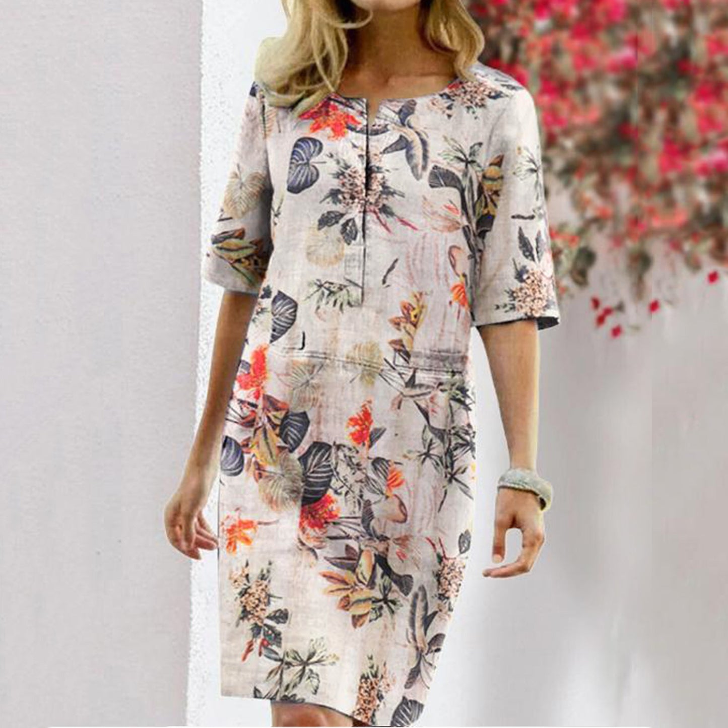 Robe Shift à Imprimé Tropical Femme Chic und Stil