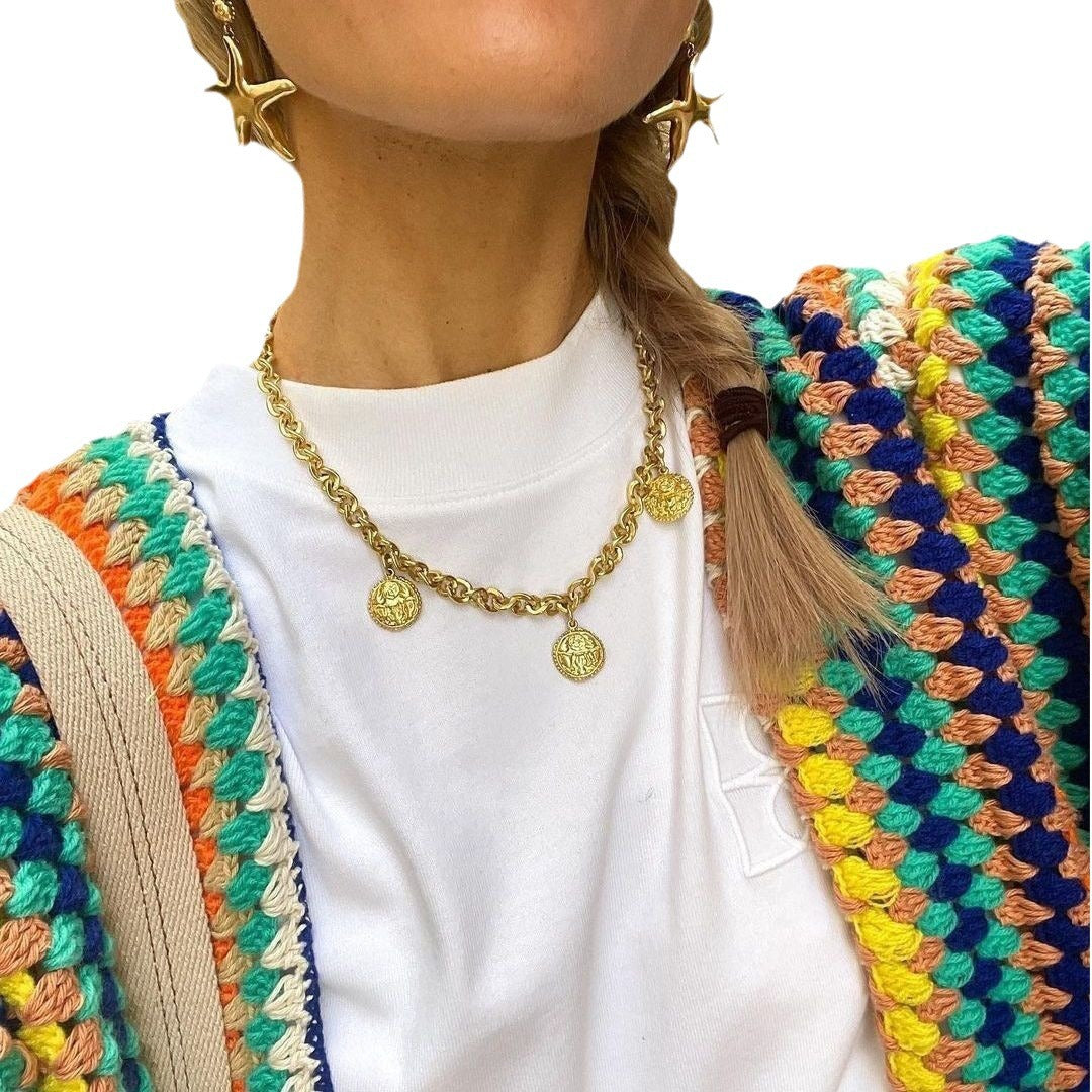 Dames gilet coloré en style Granny-Square décontracté Chic und Stil