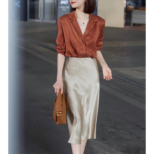 Jupe en satin élégante enveloppante Chic und Stil