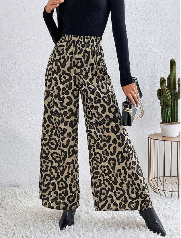 Wide-leg Palazzo pants for women with a modern leopard pattern Chic and Style