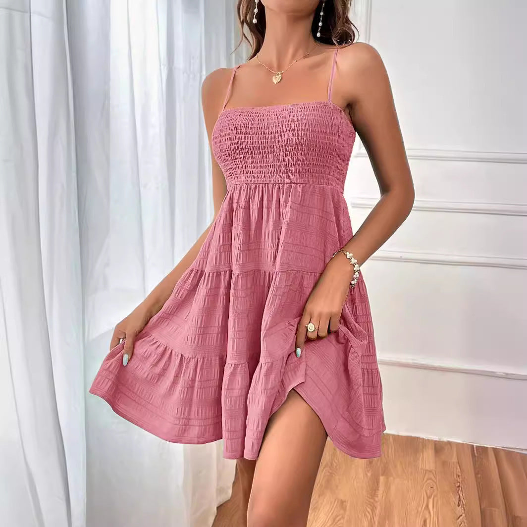 Robe mini sans manches pour femmes avec jupe évasée et haut élastique Chic und Stil