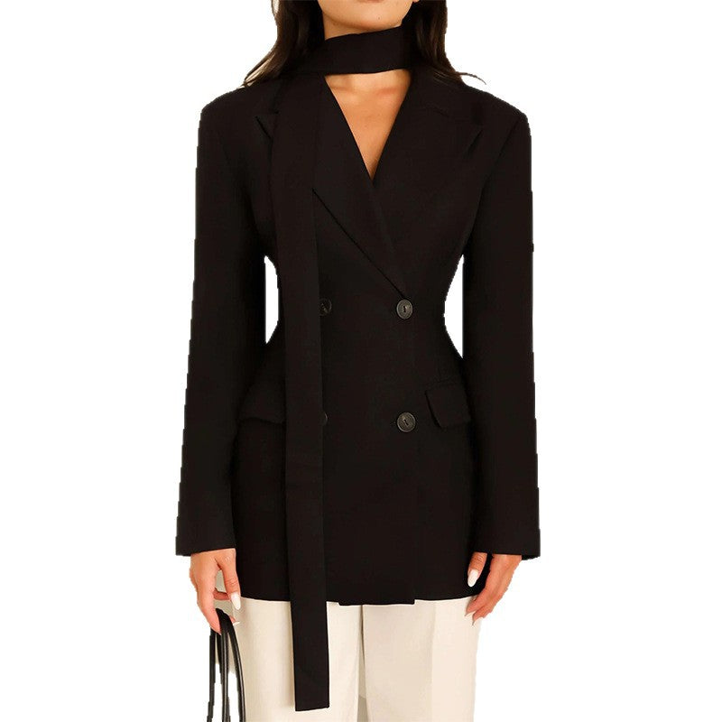 Dames blazer élégant cintré avec écharpe Chic und Stil