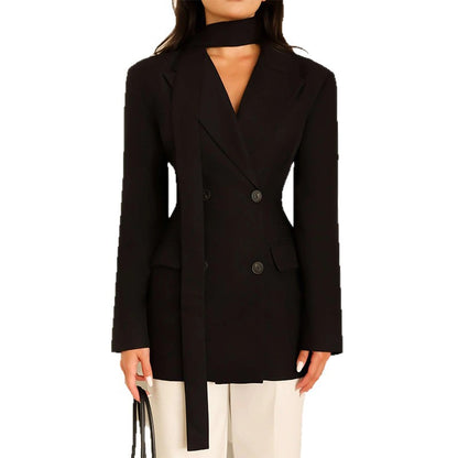 Dames blazer élégant cintré avec écharpe Chic und Stil