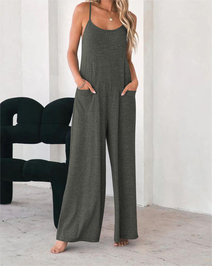 Women's Casual Jumpsuit with Wide Legs and Practical Pockets Chic and Stil