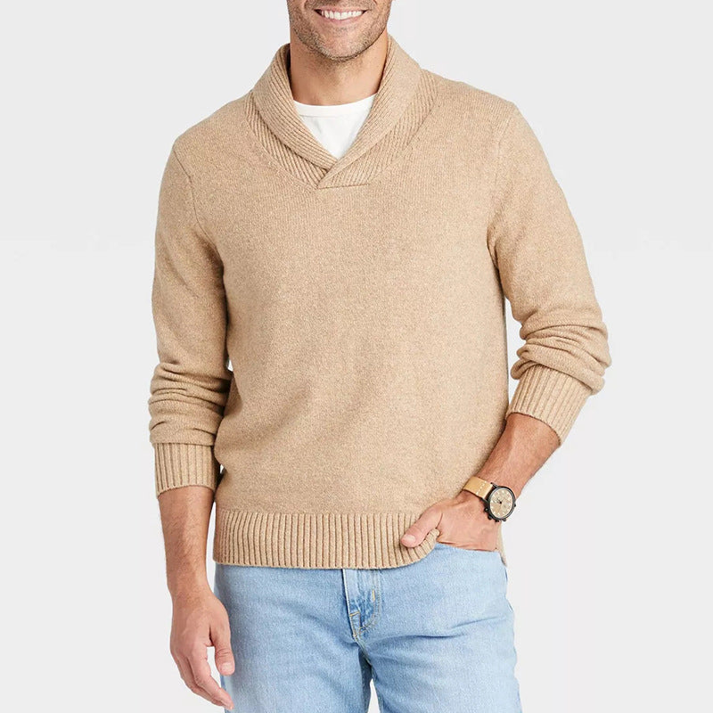 Pull homme avec col châle et design en rib délicat Chic und Stil