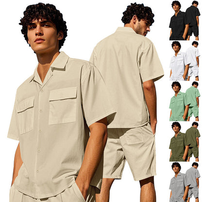Homme décontracté ensemble chemise à manches courtes et shorts Chic und Stil