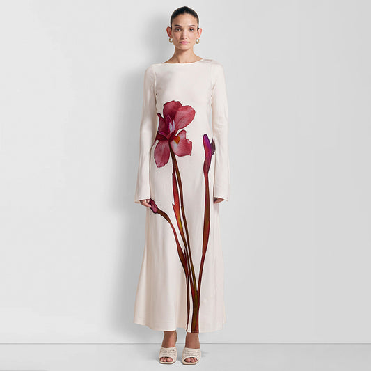 Robe maxi femme avec imprimé floral et manches longues Chic und Stil