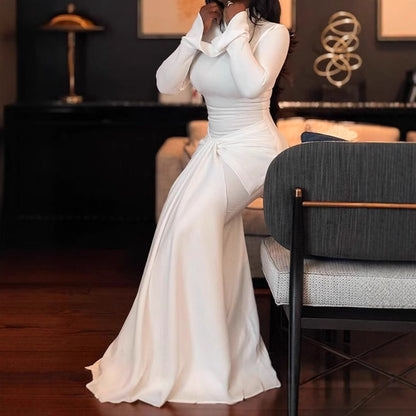 Dames Élégant Robe Maxi avec coupe moulante et détails volants Chic und Stil