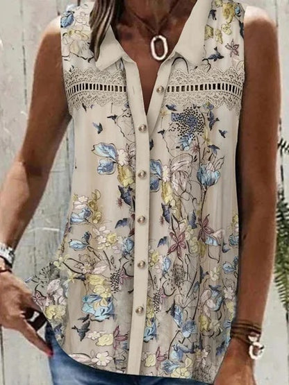 Chemisier pour femmes avec design patchwork floral et col élégant Chic und Stil