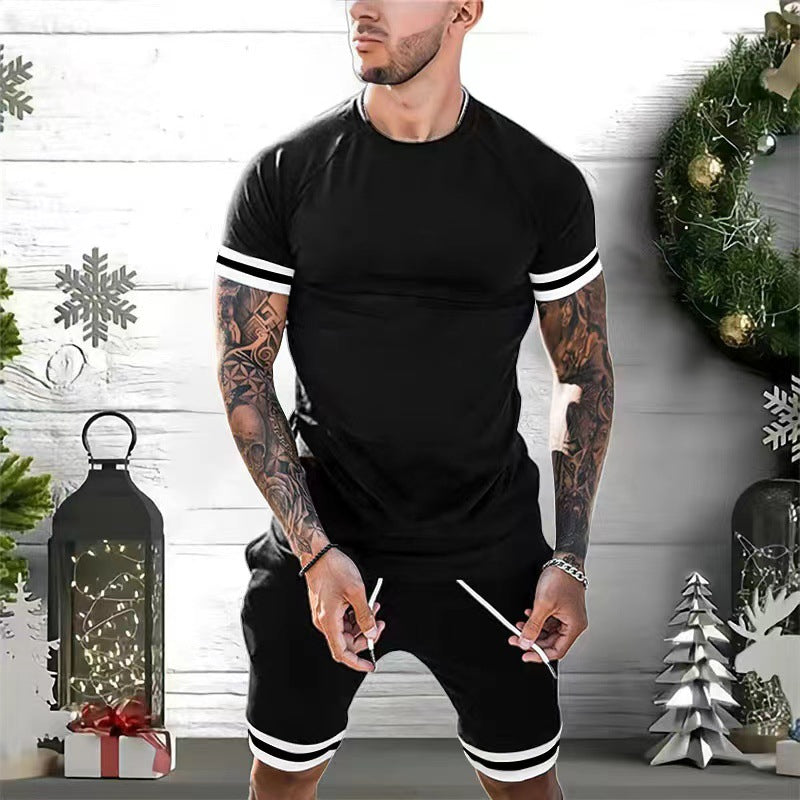 Men's Sporty Comfort Fit Round Neck T-shirt and Shorts Chic Set
