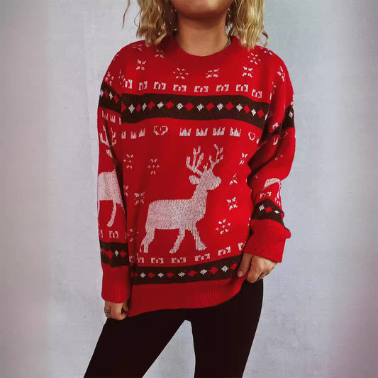 Pulls de Noël pour femmes avec un motif de renne festif et une coupe confortable Chic und Stil