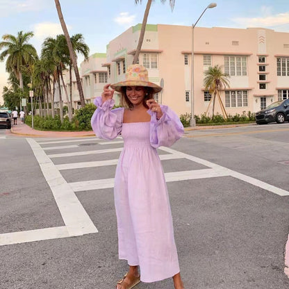 Robe maxi pour femmes avec des manches bouffantes volumineuses et un haut élastique Chic und Stil