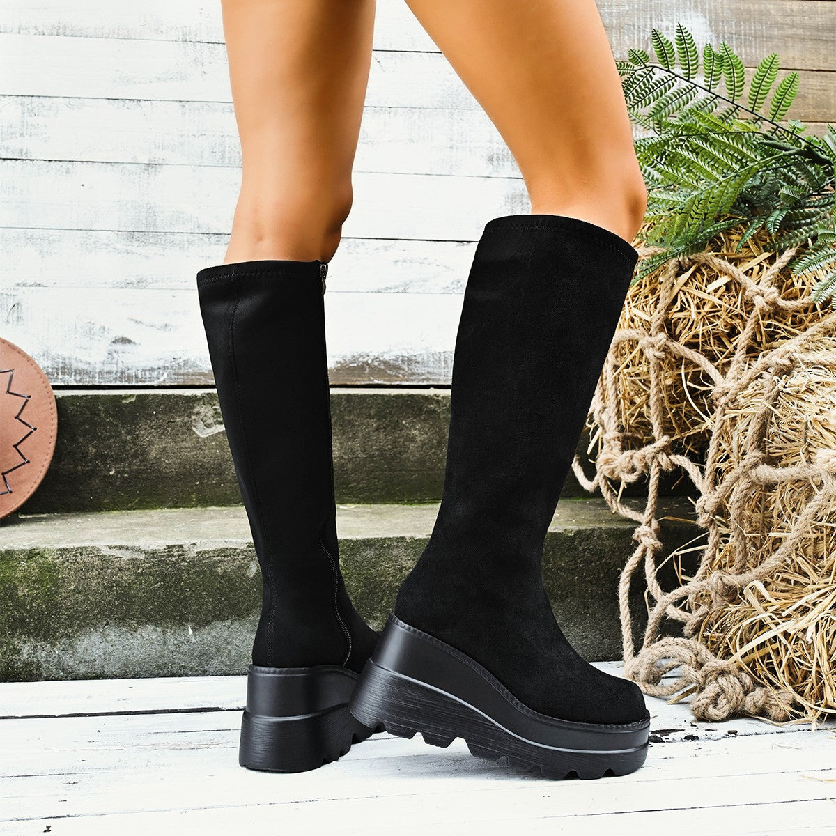 Bottes mode femmes overknee avec semelle compensée Chic und Stil