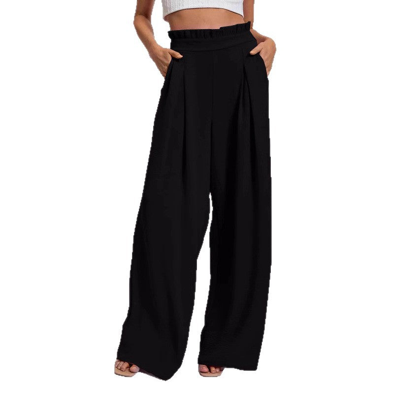 Loose high-waisted pants for women with pleats and elastic waist Chic and Style