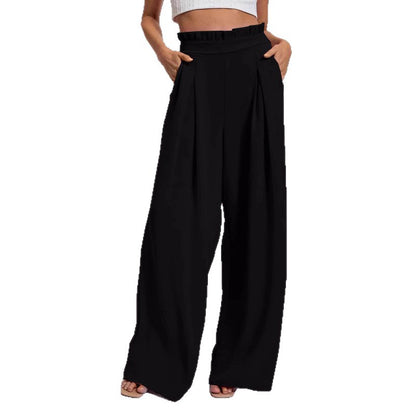 Loose high-waisted pants for women with pleats and elastic waist Chic and Style