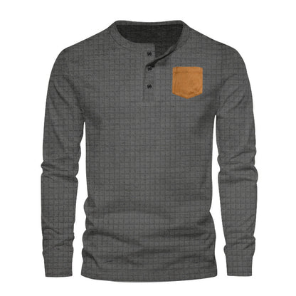 Chemise à manches longues pour hommes avec design texturé et application en cuir Chic und Stil