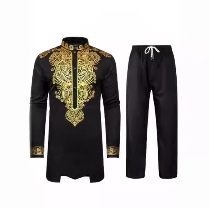 Elegant outfit for men with artistic embroidery and comfortable pants Chic und Stil